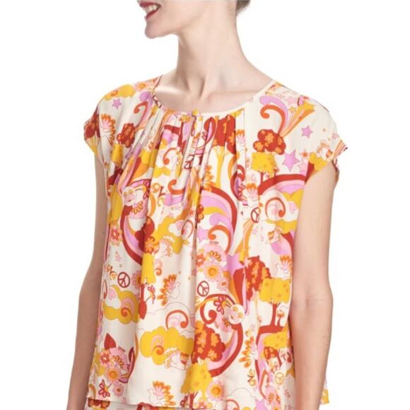 Corey Lynn Calter Maggie Top Love Trip Print Size XS - Picture 1 of 4